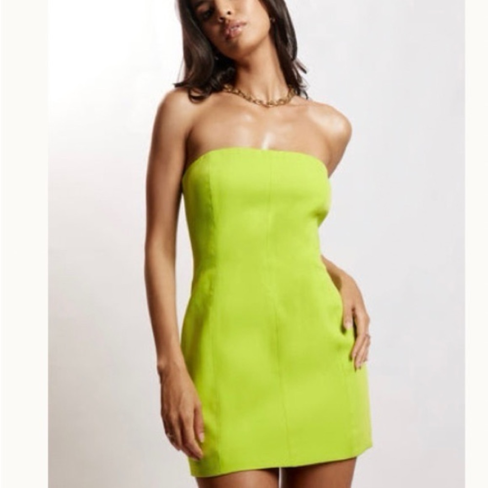 Meshki Neon Green Strapless Mini Dress
